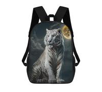 sinyumoney White Tiger Under The Moonlit Sky Sacs À Dos Imprimés En 3D Pour Enfants, Sacs D'école Tendance Pour Garçons, Élèves Du Primaire Et Du Collège 17inch