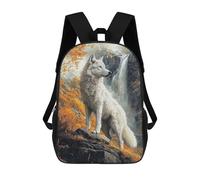 sinyumoney White Wolf by Waterfall 17inch Sac À Dos Scolaire Imprimé En 3D Pour Enfants, Style Décontracté Et Tendance, Idéal Pour Les Voyages Et Les Études.