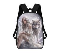 sinyumoney White Wolf Fantasy Artwork Sac À Dos Scolaire, Sac De Voyage, Sac À Dos Universitaire Pour Garçons/filles/adolescents 17inch
