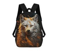 sinyumoney White Wolf in Gold Sac À Dos Scolaire Pour Adolescents, Imprimé En 3D, Ajustable, À Poches Tendance, Pour Enfants, Garçons, Filles, Étudiants Et Adolescents 17inch