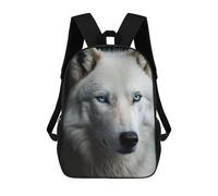 sinyumoney White Wolf with Blue Eyes Sac À Dos Scolaire Pour Enfants 17 Pouces, Sac À Dos Décontracté Pour Les Voyages, Grand Sac À Dos De Jour Pour Garçons Et Filles 17inch