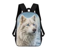 sinyumoney White Wolf with Blue Eyes Sacs À Dos Imprimés En 3D Pour Enfants 17inch Sacs À Dos Tendance Et Décontractés Pour La Journée, Sacs De Voyage, Sacs À Dos D'extérieur Pour Garçons Et Filles