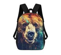 sinyumoney Wild Bear Portrait Sac À Dos Enfant, Sac D'école, Sac À Dos Imprimé 3D Avec Motif De Dessin Animé, Grande Capacité, Pour Garçons Et Filles 17inch