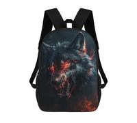 sinyumoney Wild Evil Black Wolf Sac À Dos Scolaire Pour Enfants 17 Pouces, Sac À Dos Décontracté Pour Les Voyages, Grand Sac À Dos De Jour Pour Garçons Et Filles 17inch