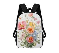 sinyumoney Wild Flower Pink Blue Red Sac À Dos Scolaire Pour Filles Et Garçons Avec Poche, Sac À Dos Tendance Pour Enfants 17inch