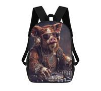 sinyumoney Wild Hog DJ Sac À Dos Imprimé En 3D Pour Enfants, Sac D'école Grande Capacité, Sac De Voyage, Sac À Livres, Sac À Dos Scolaire Pour Enfants 17inch