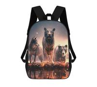 sinyumoney Wild Trio Wolf, Tiger, Bear Sac À Dos Enfant, Cartable, Sacs À Dos Scolaires Imprimés En 3D Pour Élèves Du Primaire Et Du Collège, Cadeau D'anniversaire Pour Adolescents 17inch