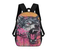 sinyumoney Wild Wolf Graffiti Art Print Sacs À Dos Pour Enfants, Sac À Dos Scolaire Imprimé En 3D Pour Enfants, Sac À Dos De Voyage, Sac À Livres Pour Enfants 17inch Sac D'école