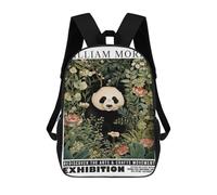 sinyumoney William Morris Panda Floral Exhibition Sac À Dos Scolaire Pour Enfants, 43 Cm (17 Pouces), Imprimé En 3D, Pour Garçons, Élèves Du Primaire Et Du Collège