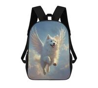 sinyumoney Winged Samoyed Dog Flying in Sky Samoyed Angel Heavenly Tribute Art Sac À Dos Scolaire Enfant Tendance Et Décontracté, Sac À Dos Imprimé En 3D Pour Garçon, Grand Sac À Dos 17inch