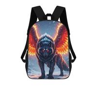 sinyumoney Winged Wolf with Fiery Wings Sac À Dos Scolaire Pour Filles Et Garçons, Grande Capacité, Léger, Pour Enfants Et Étudiants 17inch