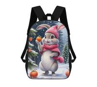 sinyumoney Winter Bunny with Persimmons 17inch Sac À Dos Scolaire Imprimé En 3D Pour Enfants, Style Décontracté Et Tendance, Idéal Pour Les Voyages Et Les Études.