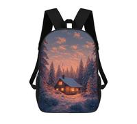 sinyumoney Winter Cabin in Snowy Forest-1 Sacs À Dos Scolaires Pour Garçons Et Filles, Sacs À Dos Décontractés Pour Le Sport, Sacs À Dos De Grande Capacité Pour L'école Primaire 17inch