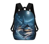 sinyumoney Winter Cabin Under Moonlight Sac À Dos, Cartable Imprimé En 3D, Sac À Goûter, Sac À Dos De Voyage, Sac À Dos Entre Amis, Sac À Dos Scolaire Pour Filles Et Garçons 17inch