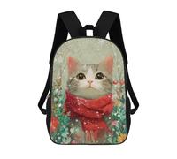 sinyumoney Winter Cat with Red Scarf Sacs À Dos Décontractés Pour Enfants, Sacs D'école Pour Adolescents, Filles Et Garçons, Sacs À Dos Pour Livres 17inch