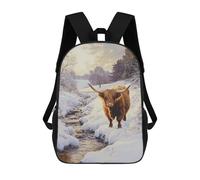 sinyumoney Winter Highland Cow Scene-1 Sac À Dos Scolaire Pour Enfants, Imprimé En 3D, Tendance Et Décontracté, Pour Garçons, Élèves Du Primaire Et Du Collège 17inch