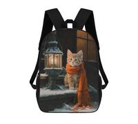 sinyumoney Winter Kitten with Lantern Sacs À Dos 17 Pouces Pour Enfants, Sacs D'école Imprimés En 3D Pour Élèves Du Primaire Et Du Collège, Garçons Et Filles