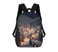 sinyumoney Winter Landscape Village Sac À Dos Enfant Tendance Et Amusant, Sac À Dos Pour Garçons Et Adolescents, Sac D'école Imprimé En 3D Pour Garçons 17inch