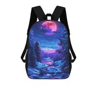 sinyumoney Winter Moonlit Forest Sacs À Dos Scolaires Pour Garçons Et Filles, Sacs À Dos Décontractés Pour Le Sport, Sacs À Dos De Grande Capacité Pour L'école Primaire 17inch