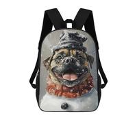 sinyumoney Winter Pug in Snow Hat Sacs À Dos 17 Pouces Pour Enfants, Sacs D'école Imprimés En 3D Pour Élèves Du Primaire Et Du Collège, Garçons Et Filles