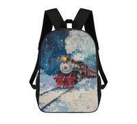 sinyumoney Winter Train Painting Sac À Dos Scolaire Pour Adolescents, Imprimé En 3D, Ajustable, À Poches Tendance, Pour Enfants, Garçons, Filles, Étudiants Et Adolescents 17inch