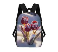 sinyumoney Winter Tulips in Snow Sac À Dos Imprimé En 3D, Sac D'école Décontracté Et Tendance Pour Enfants, Sac D'école Pour Garçons, Collégiens 17inch