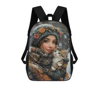 sinyumoney Winter Wonderland Kittens 17inch Sac À Dos Scolaire Imprimé En 3D Pour Enfants, Style Décontracté Et Tendance, Idéal Pour Les Voyages Et Les Études.