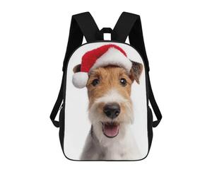 sinyumoney Wire Fox Terrier Dog with Santa Hat Sac À Dos, Cartable Imprimé En 3D, Sac À Goûter, Sac À Dos De Voyage, Sac À Dos Entre Amis, Sac À Dos Scolaire Pour Filles Et Garçons 17inch