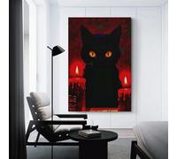 sinyumoney Witch Black Cat And Red Candles Affiches Murales Pour Salle De Bain Rustique, Grand Format 08x12inch(20x30cm)