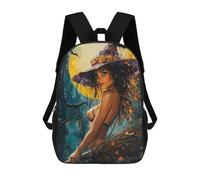 sinyumoney Witch on Broomstick with Full Moon Sacs À Dos 17 Pouces Pour Enfants, Sacs D'école Imprimés En 3D Pour Élèves Du Primaire Et Du Collège, Garçons Et Filles