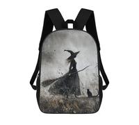 sinyumoney Witch with Black Cat Painting Sacs À Dos Tendance Imprimés En 3D 17inch Sac D'école Décontracté Pour Enfants, Garçons, Élèves Du Primaire Et Du Collège