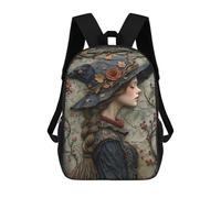 sinyumoney Witch's Hat with Rose Sac À Dos Scolaire Pour Enfants 17 Pouces, Sac À Dos Décontracté Pour Les Voyages, Grand Sac À Dos De Jour Pour Garçons Et Filles 17inch