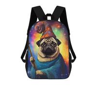 sinyumoney Wizard Pug Funny Pixel Art Sacs À Dos Pour Enfants, Sac D'école Imprimé En 3D, Cartable Pour Enfants, Sac De Voyage, Sac À Dos Garçon Fille, Sac D'école Pour Enfants 17inch