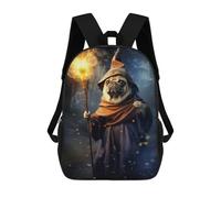 sinyumoney Wizard Pug Sacs À Dos Pour Enfants, Sac À Dos Scolaire, Sac À Dos Imprimé En 3D Pour Enfants, Sac À Dos De Voyage, Sac À Livres, Sac D'école Pour Enfants 17inch
