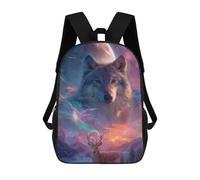 sinyumoney Wolf And Deer Fantasy Landscape Sacs À Dos Pour Enfants, Sac À Dos Scolaire Imprimé En 3D Pour Enfants, Sac À Dos De Voyage, Sac À Livres Pour Enfants 17inch Sac D'école