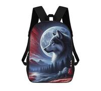 sinyumoney Wolf And Moon Landscape Sacs À Dos Pour Enfants, Sac D'école Imprimé En 3D, Cartable Pour Enfants, Sac De Voyage, Sac À Dos Garçon Fille, Sac D'école Pour Enfants 17inch