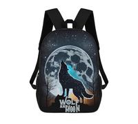 sinyumoney Wolf And Moon V1 Sac À Dos Enfant Fille 3D, Sac D'école, Sac À Dos Pour Tout-petits, Sac À Dos Décontracté, Sac À Livres Tendance 17inch
