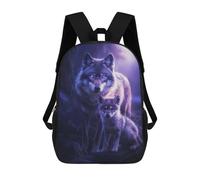 sinyumoney Wolf And Pup in Moonlight Sacs À Dos Scolaires Pour Enfants, Sac D'école Imprimé En 3D Pour Garçons, Élèves Du Primaire Et Du Collège 17inch