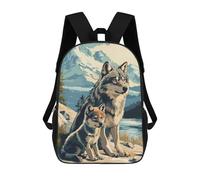sinyumoney Wolf And Pup in Mountain Landscape Sac À Dos Scolaire Imprimé En 3D Pour Garçons Et Filles, Sac À Dos Pour Ordinateur Portable Pour Enfants/étudiants/adultes 17inch