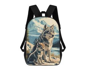 sinyumoney Wolf And Pup in Mountain Landscape Sac À Dos Scolaire Imprimé En 3D Pour Garçons Et Filles, Sac À Dos Pour Ordinateur Portable Pour Enfants/étudiants/adultes 17inch