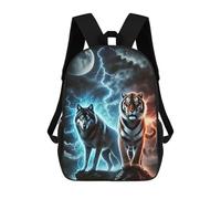 sinyumoney Wolf And Tiger Animal Sacs À Dos Scolaires Pour Enfants, Sac D'école Imprimé En 3D Pour Garçons, Élèves Du Primaire Et Du Collège 17inch