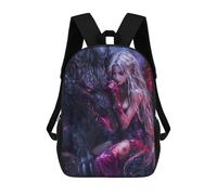 sinyumoney Wolf And Woman Sacs À Dos Pour Enfants, Cartables Imprimés En 3D, Sacs À Dos Pour Élèves Du Primaire Et Du Collège, Garçons Et Filles 17inch