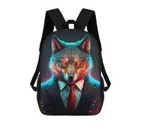 sinyumoney Wolf CEO In Suit Sacs À Dos Pour Garçons, Cartables Imprimés En 3D, Sacs À Dos De Voyage Tendance Pour Garçons (primaire, Collège) 17inch
