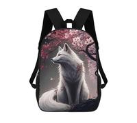 sinyumoney Wolf Cherry Blossom Animal Sac À Dos Scolaire Pour Adolescents, Imprimé En 3D, Ajustable, À Poches Tendance, Pour Enfants, Garçons, Filles, Étudiants Et Adolescents 17inch