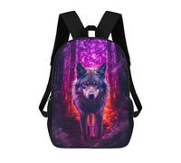 sinyumoney Wolf Dark Forest Sac À Dos Scolaire Pour Enfants 17 Pouces, Sac À Dos Décontracté Pour Les Voyages, Grand Sac À Dos De Jour Pour Garçons Et Filles 17inch