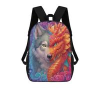 sinyumoney Wolf Dragon Fantasy Art Print Sacs À Dos Décontractés Pour Enfants, Sacs D'école Pour Adolescents, Filles Et Garçons, Sacs À Dos Pour Livres 17inch
