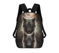 sinyumoney Wolf Duo Under Moonlight Sac À Dos En Peluche À Motif Dessin Animé, Sac À Dos 3D Pour Enfants, Idée Cadeau D'anniversaire Pour Garçons Et Filles 17inch