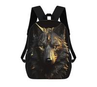 sinyumoney Wolf Gold Black Animals Sacs À Dos Pour Enfants, Cartables, Sacs À Dos Scolaires Imprimés En 3D, Sacs À Dos De Voyage Tendance Pour Enfants (primaire, Collège) 17inch