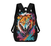 sinyumoney Wolf Head Graffiti Style Sac À Dos, Cartable Imprimé En 3D, Sac À Goûter, Sac À Dos De Voyage, Sac À Dos Entre Amis, Sac À Dos Scolaire Pour Filles Et Garçons 17inch