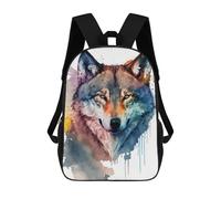 sinyumoney Wolf Head Watercolor Sac À Dos Scolaire Pour Filles Et Garçons, Grand Sac À Dos Léger Pour Enfants Et Étudiants 17inch